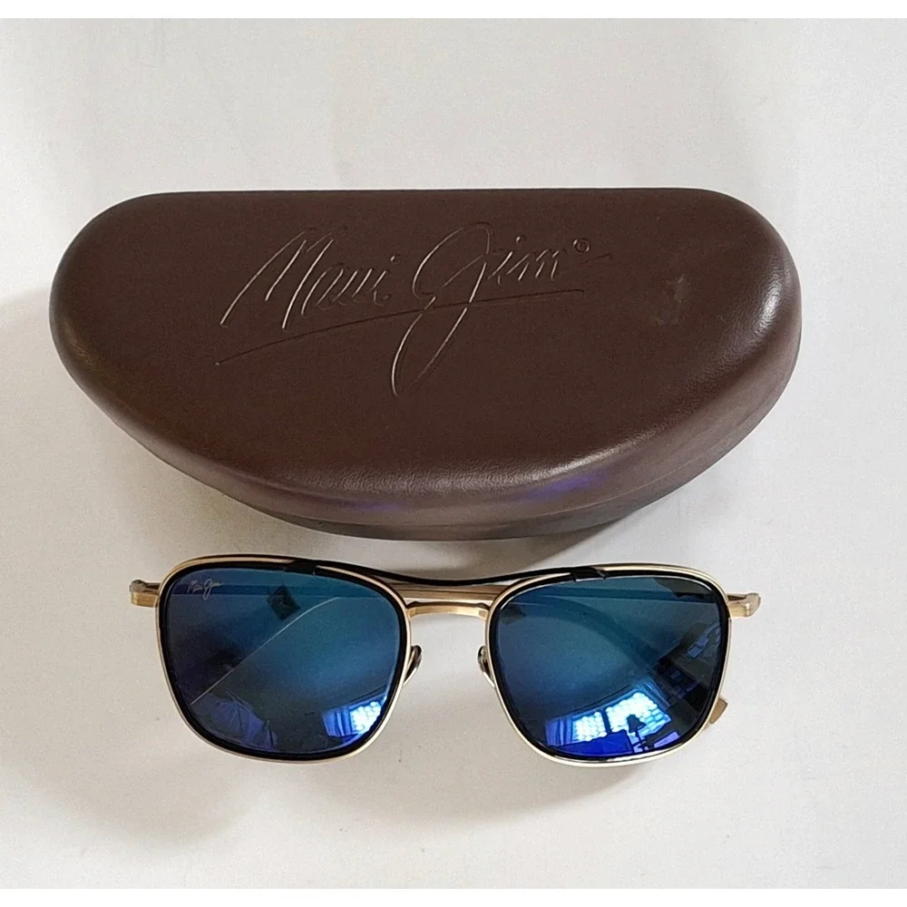 Maui Jim Following Seas MJ 555-16M Gold/Blue Hawaii Polarized Sunglasses Unisex